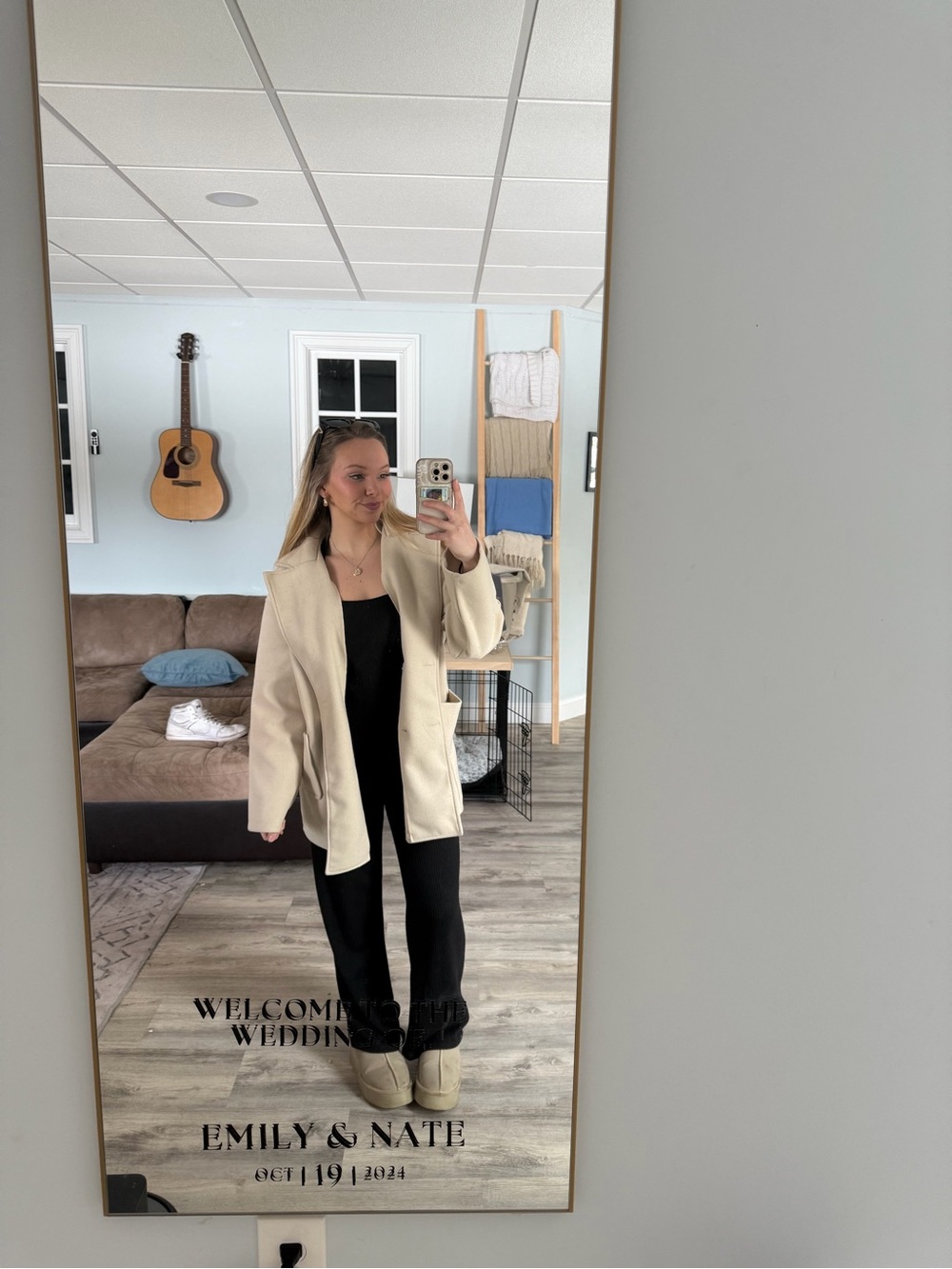 Cream Open-Front Women's Sweater Coat